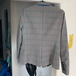 Double breasted plaid blazer